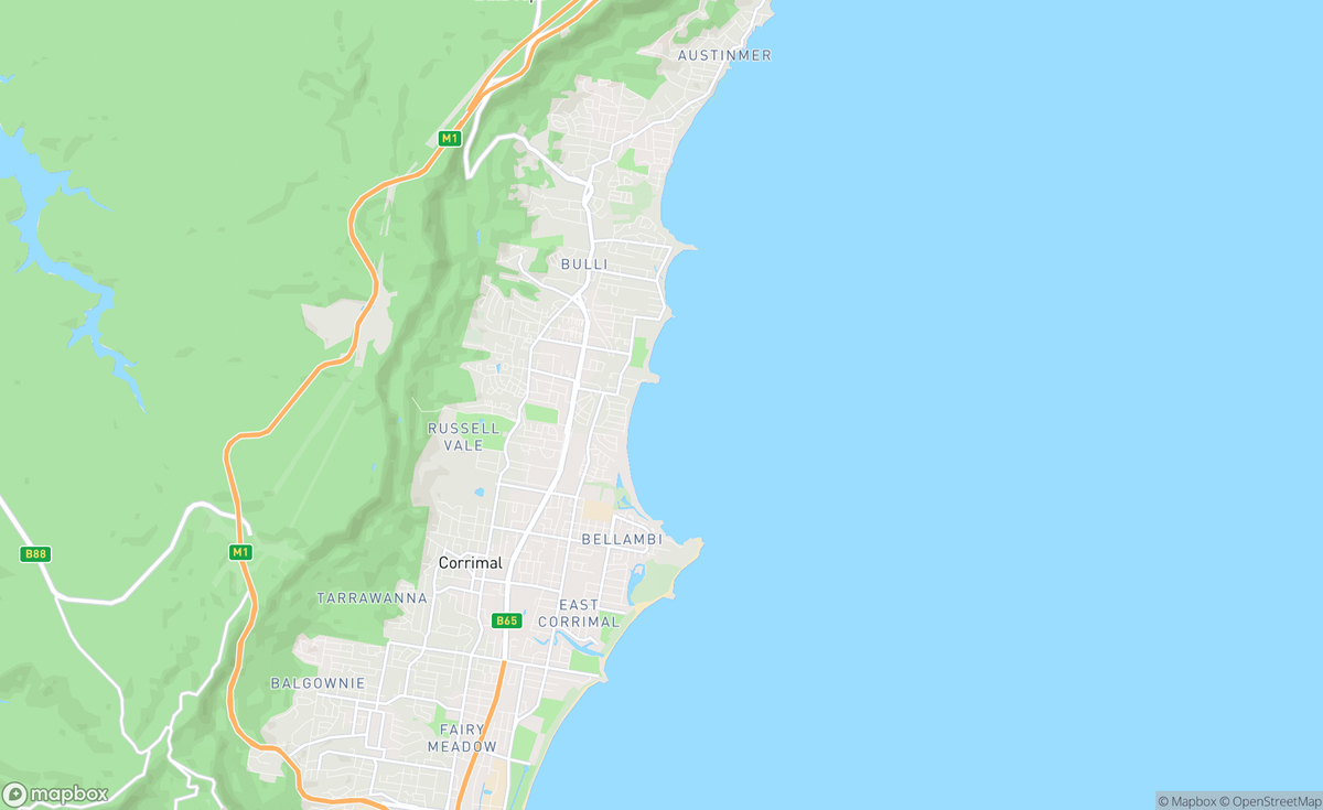 Map of Wollongong, NSW, AUS