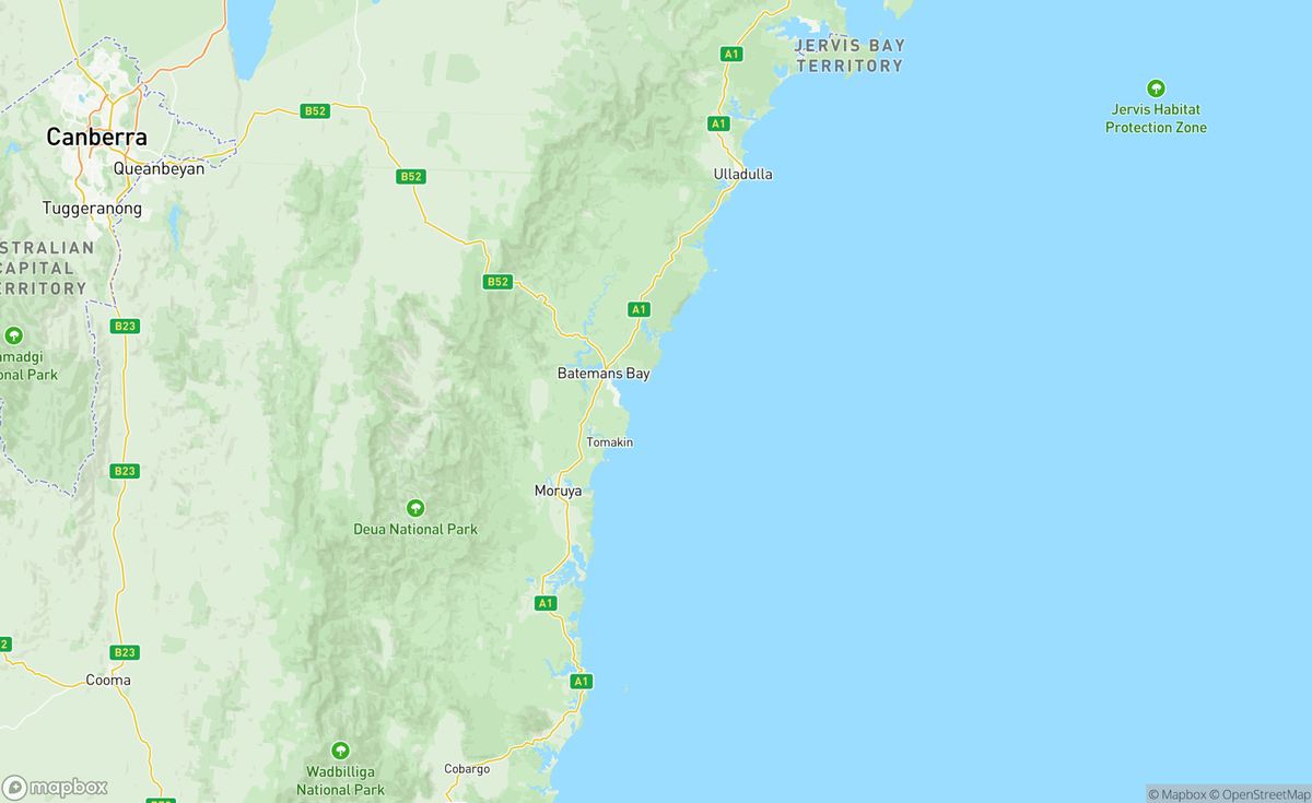 Map of Ulladulla, Batesman Bay, Tuross Head, NSW, AUS