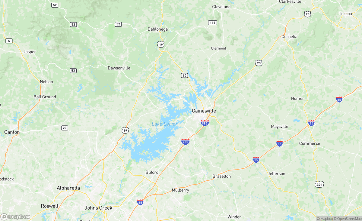Map of Lake Lanier, GA, USA