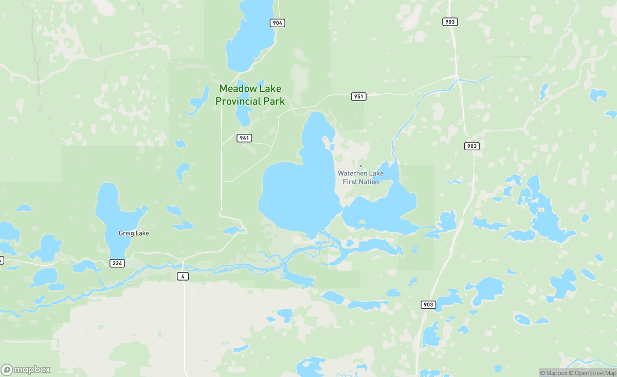 Map of Waterhen Lake, SK, CAN