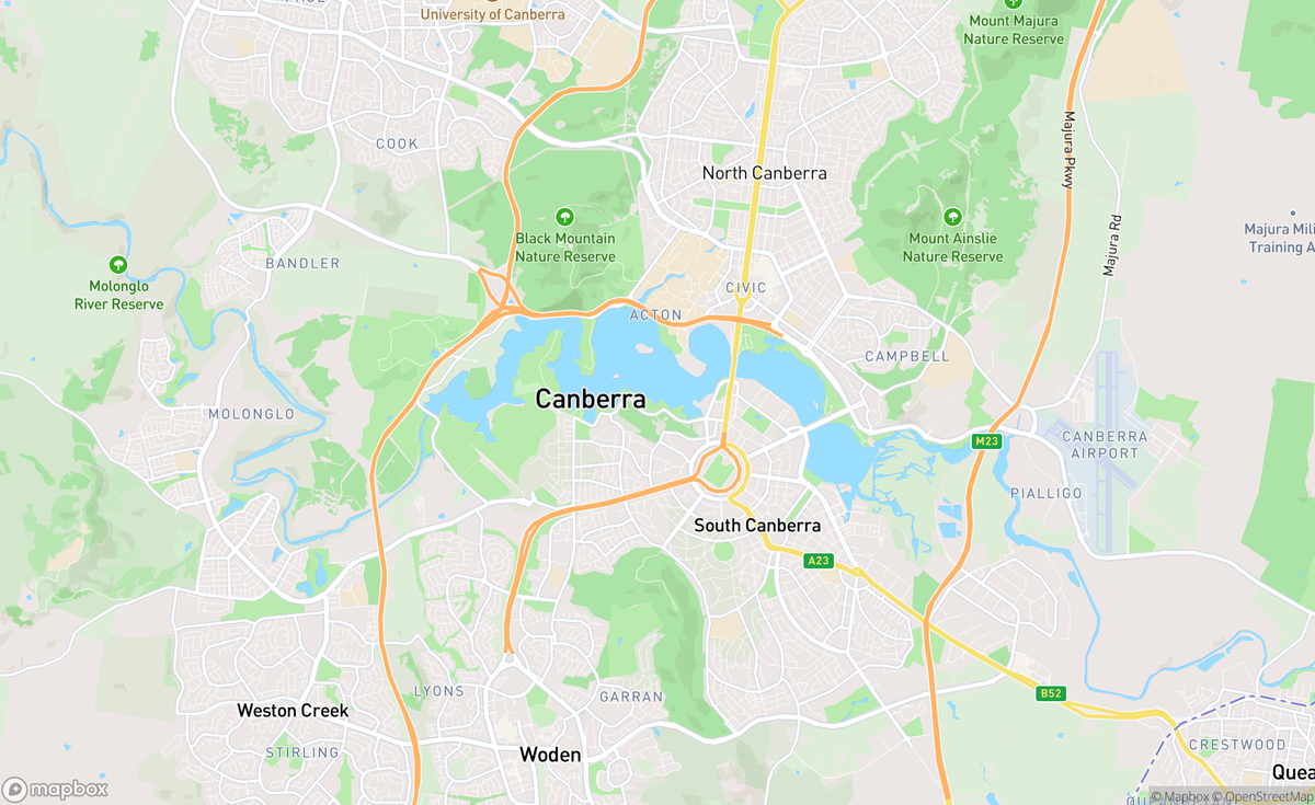 Map of Lake Burley Griffin, ACT, AUS