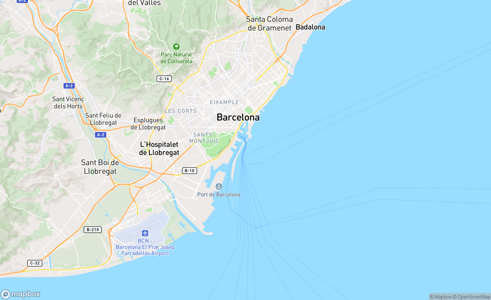 Map of Barcelona, Spain