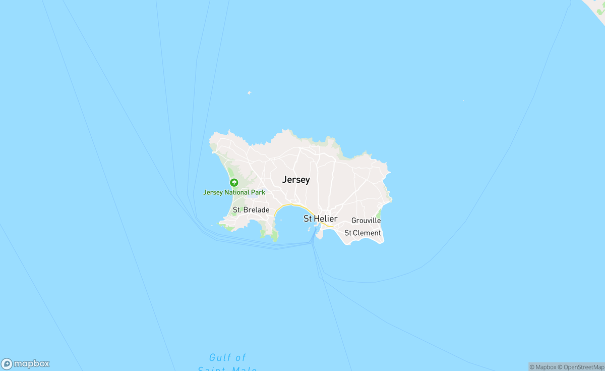 Map of Jersey, Channel Islands, UK