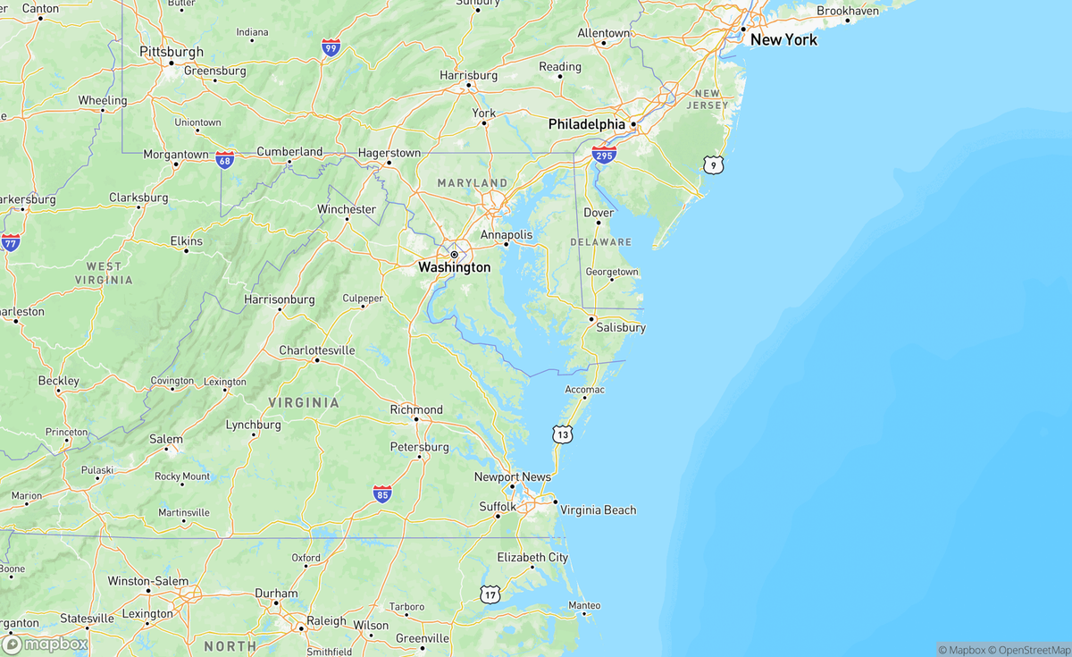 Map of Chesapeake Bay, MD, USA