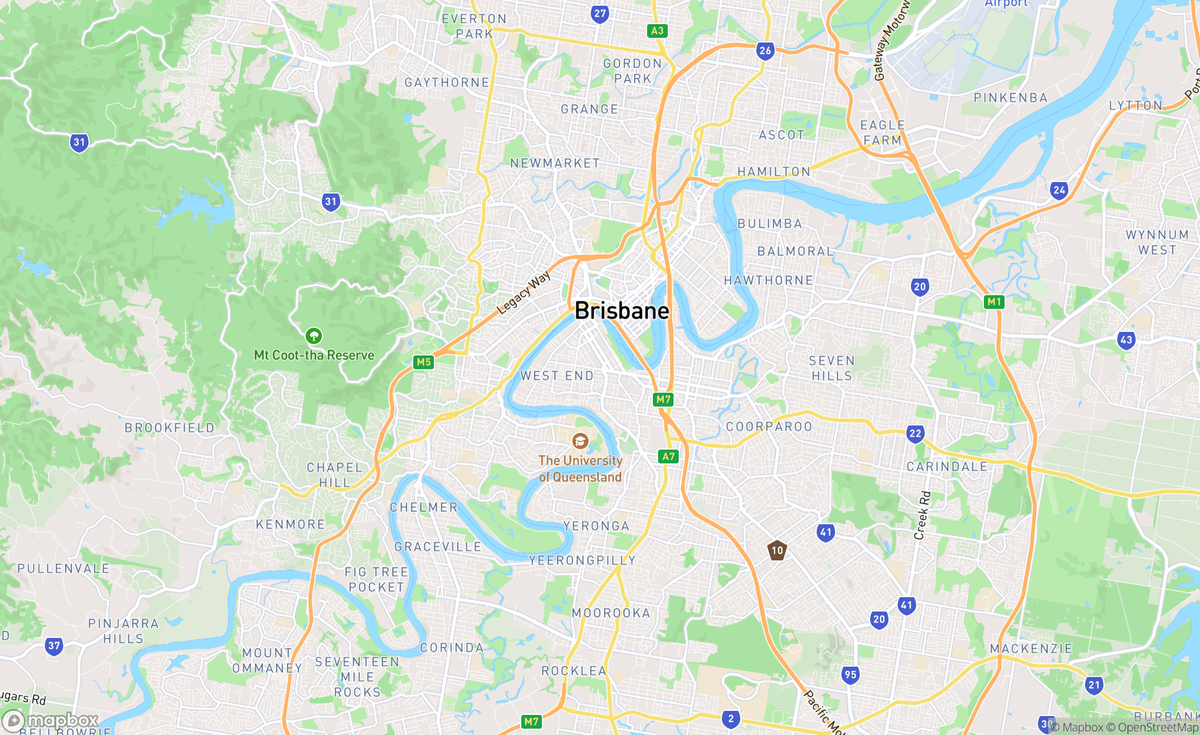 Map of Brisbane River, QLD, AUS