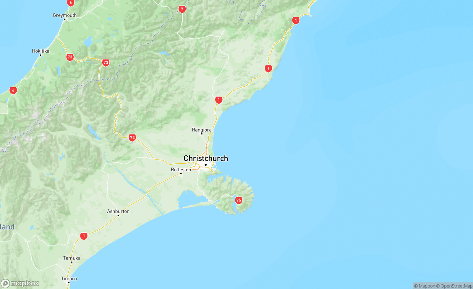 Map of Canterbury, NZ
