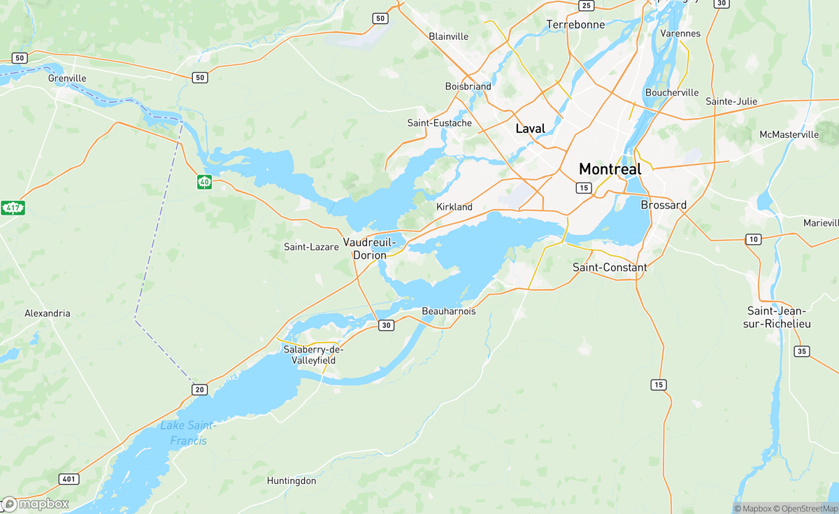 Map of Lake of Two Mountains & St. Lawrence River, Vaudreuil-Soulanges, QC, CAN