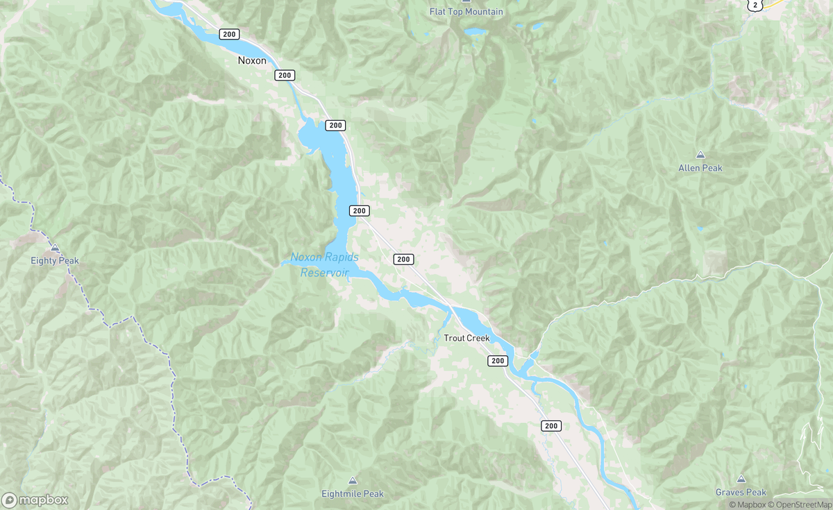 Map of Noxon Reservoir, Trout Creek, MT, USA