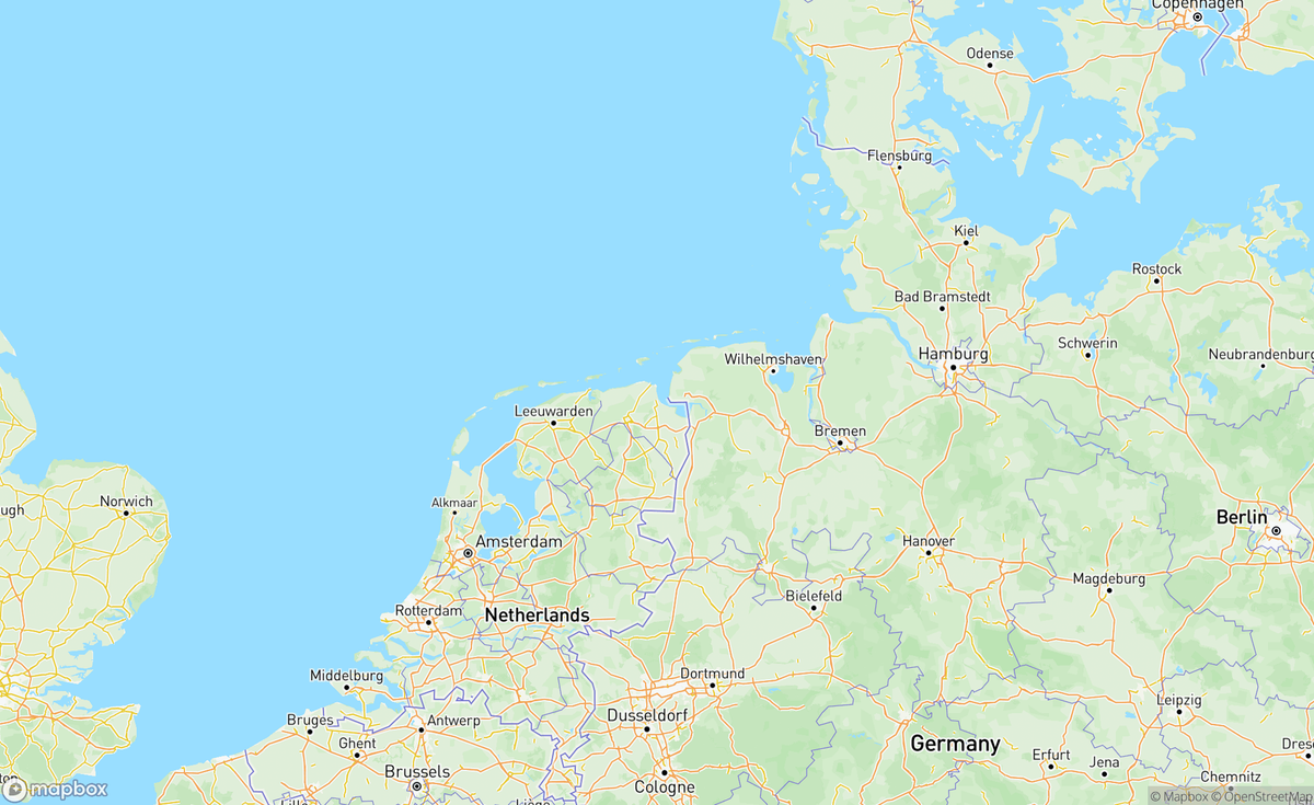 Map of Netherlands and North Germany