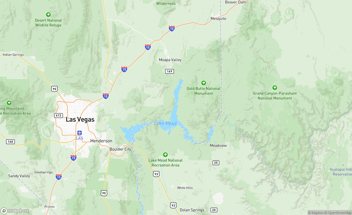 Map of Lake Mead, NV, USA