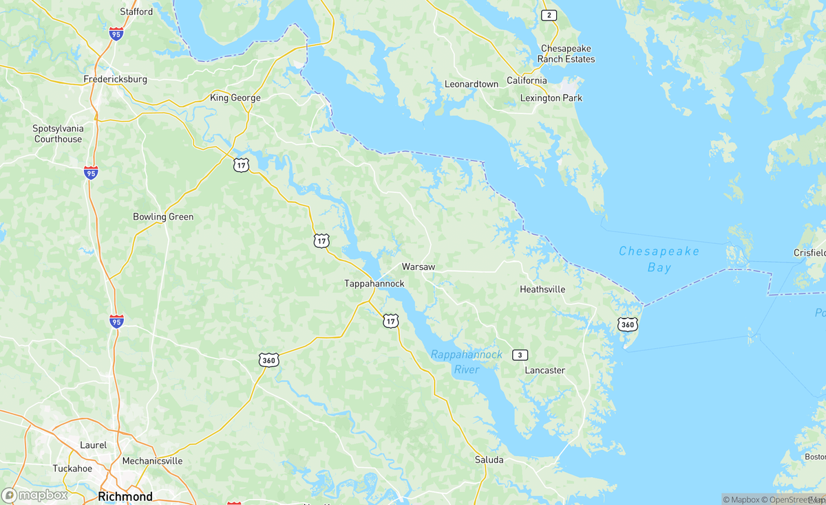 Map of Richmond County, VA, USA