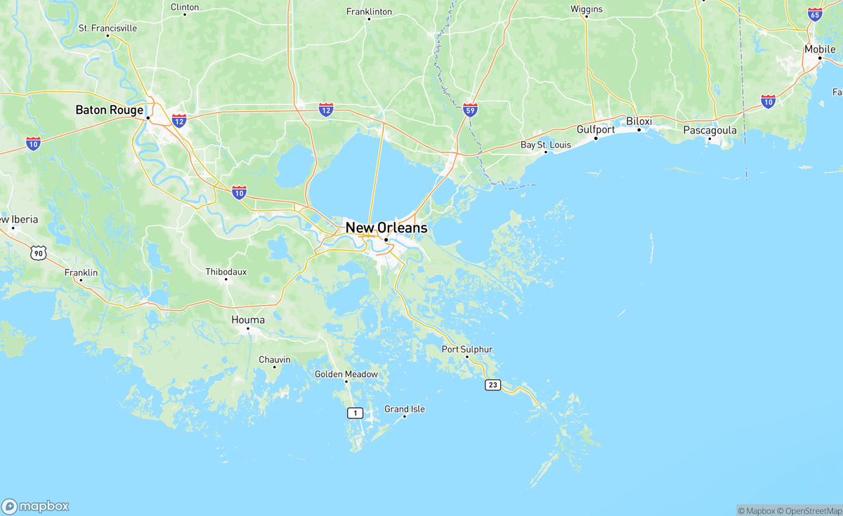 Map of New Orleans, LA, USA