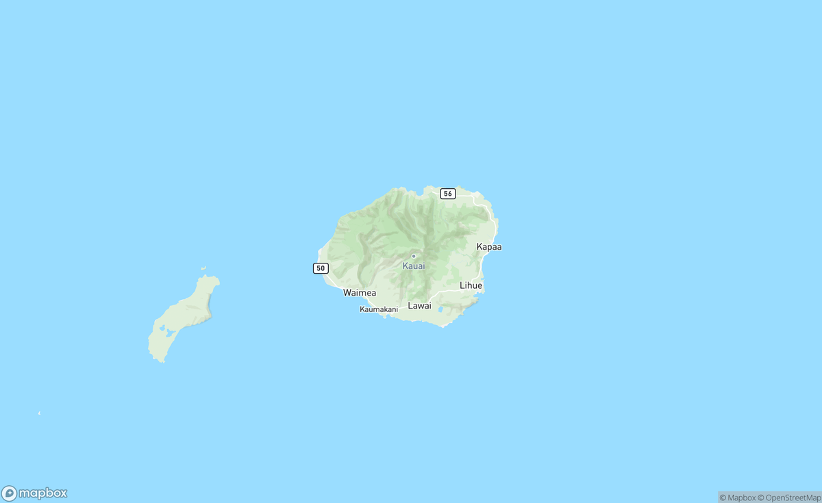 Map of Kauai, HI, USA