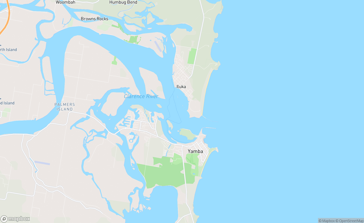 Map of Yamba, Clarence River, NSW, AUS