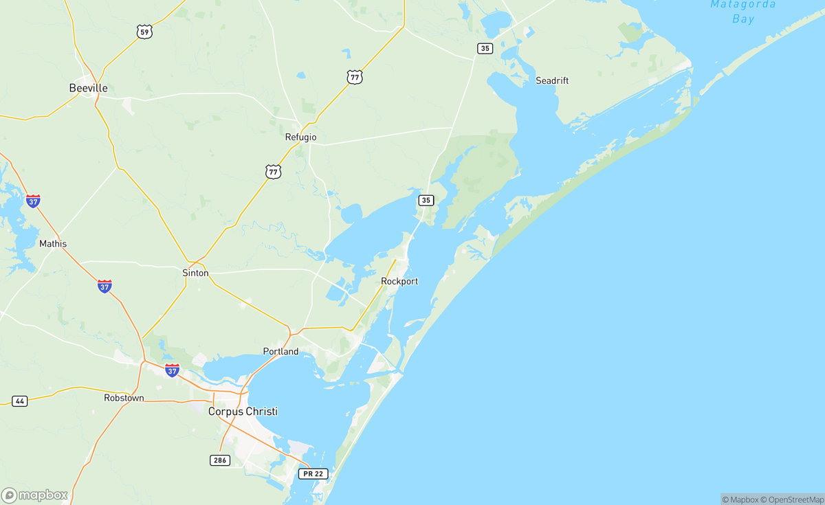 Map of Rockport to POC, Copano Bay, TX, USA