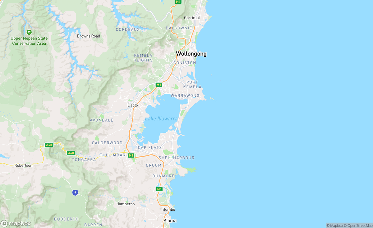 Map of Lake Illawarra, NSW, AUS