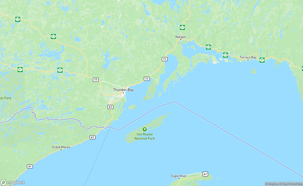 Map of Thunder Bay, Isle Royale, ON, CAN