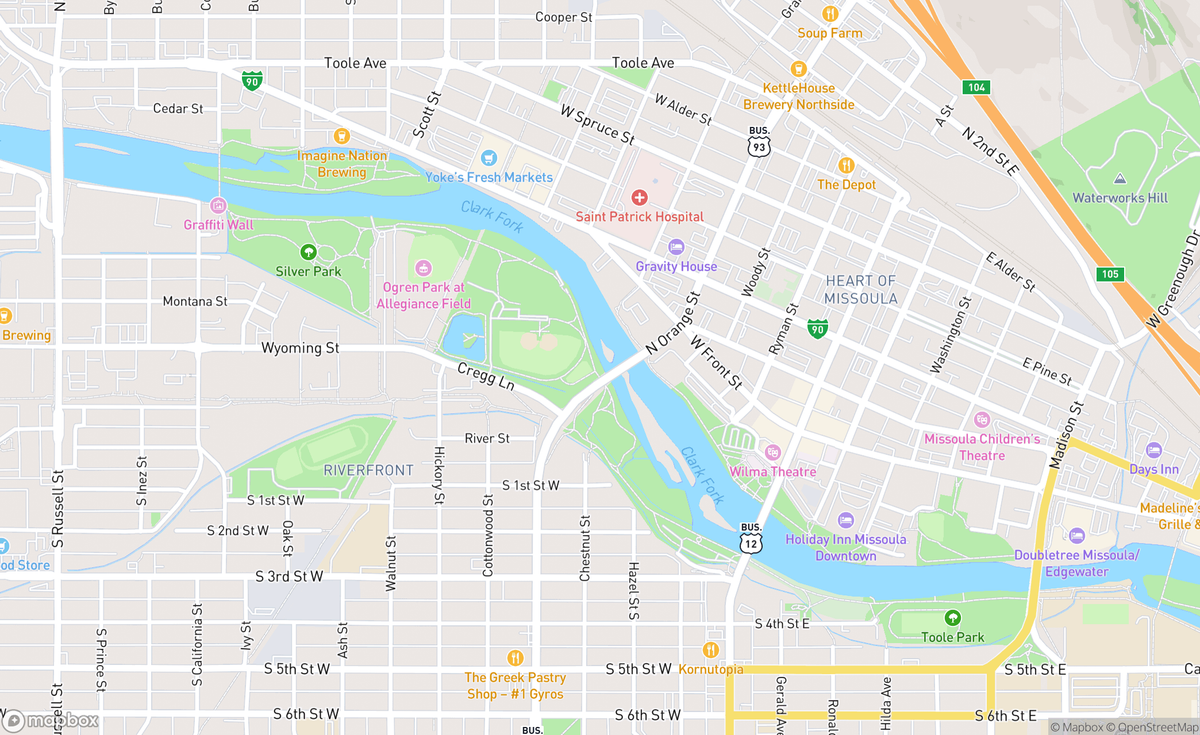 Map of Clark Fork, Columbia River, MT, USA
