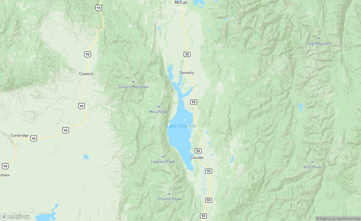 Map of Lake Cascade, ID, USA