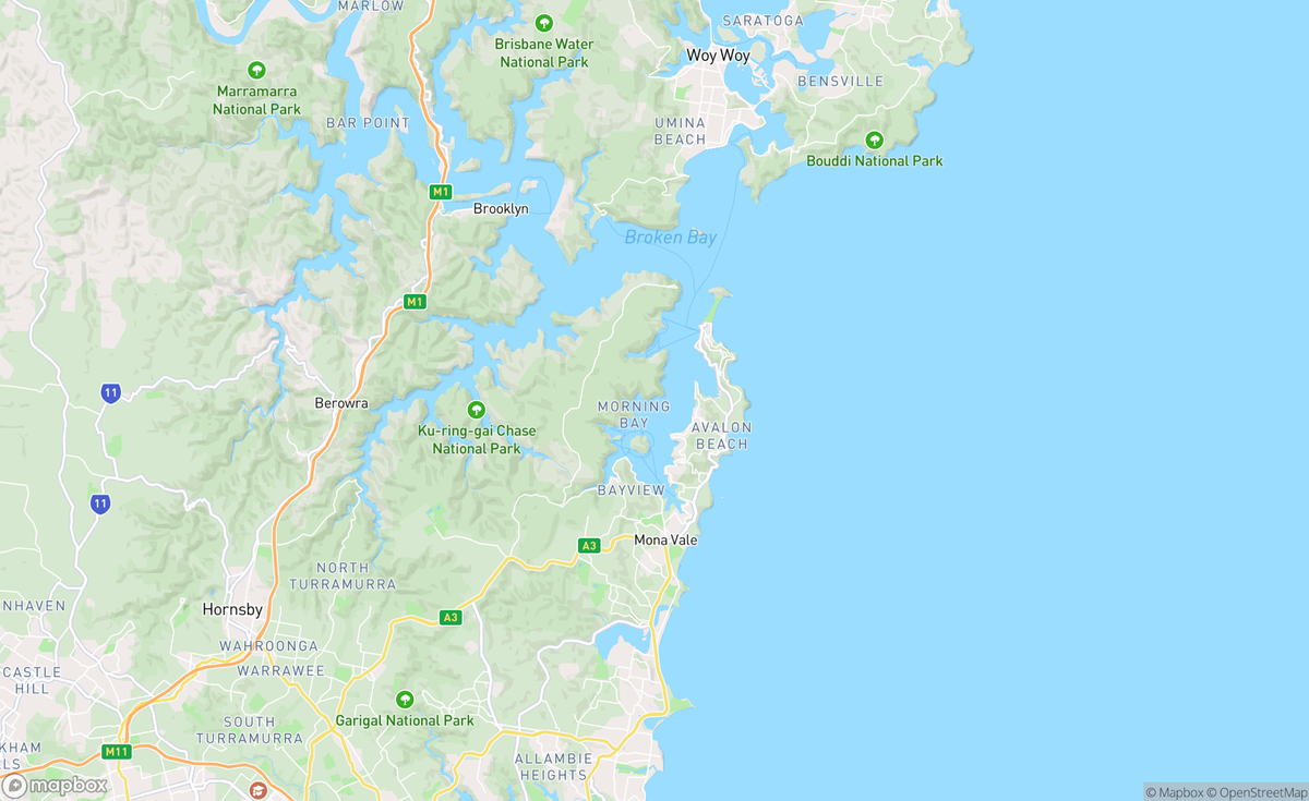 Map of Pittwater, NSW, AUS