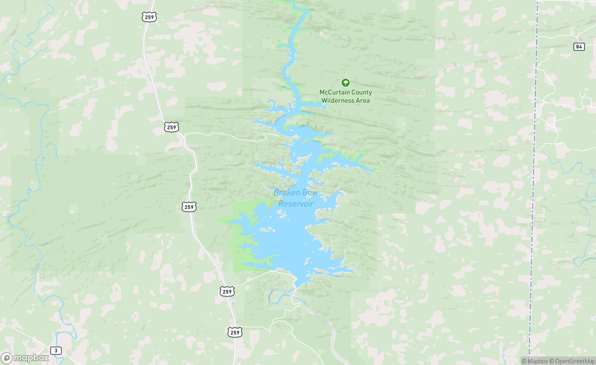 Map of Broken Bow Lake, OK, USA