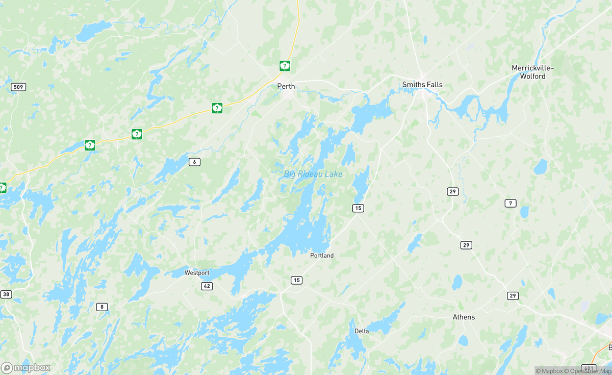 Map of Big Rideau Lake, ON, CAN