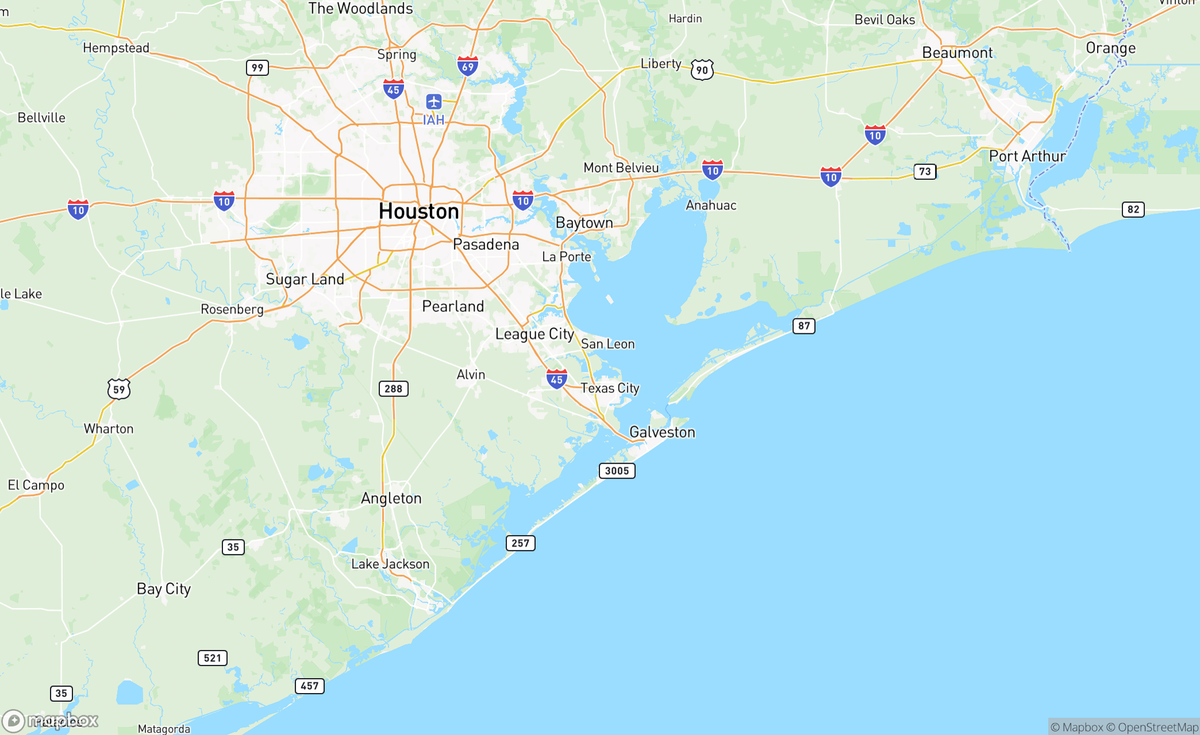 Map of Galveston Bay, TX, USA