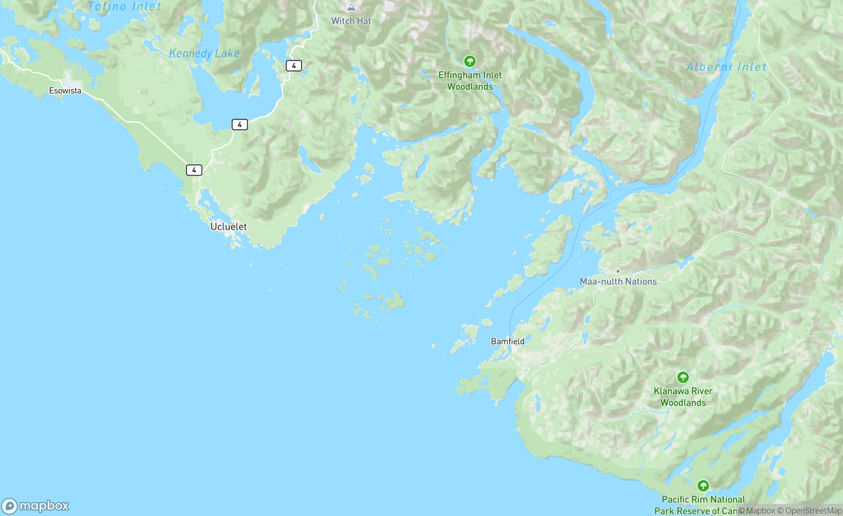 Map of Ucluelet Peninsula, BC, CAN