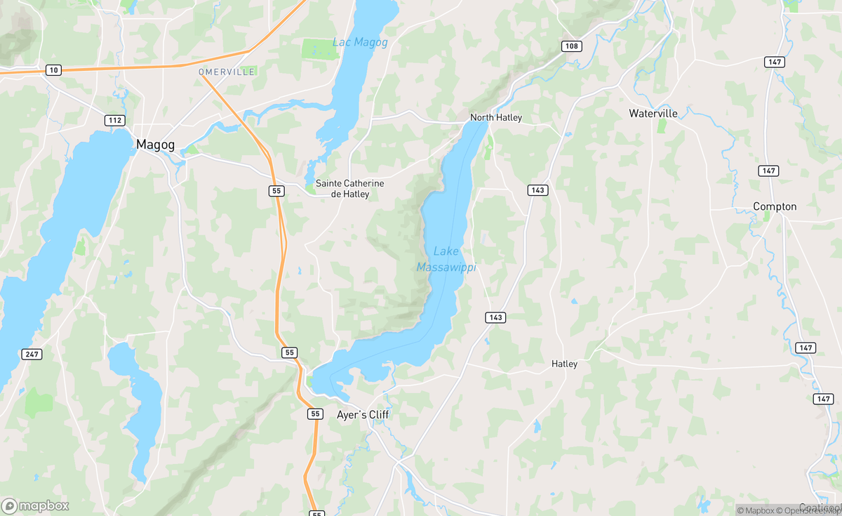 Map of Lake Massawippi, QC, CAN