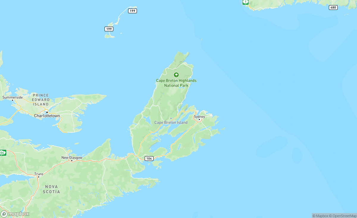 Map of Cape Breton Island, NS, CAN
