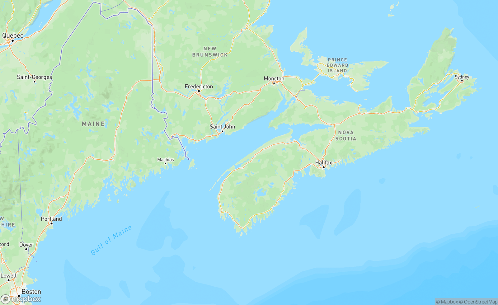 Map of Bay of Fundy, NS, CAN