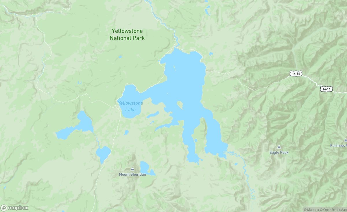 Map of Yellowstone Lake, WY, USA