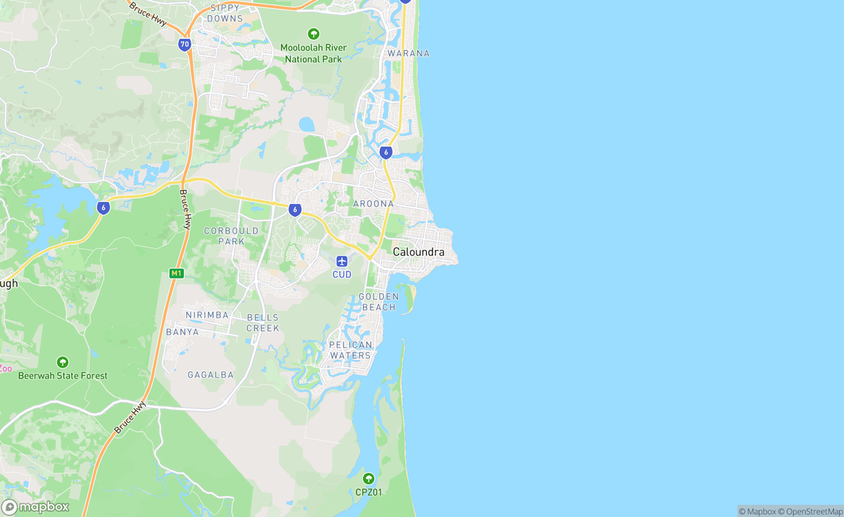 Map of Caloundra, QLD, AUS