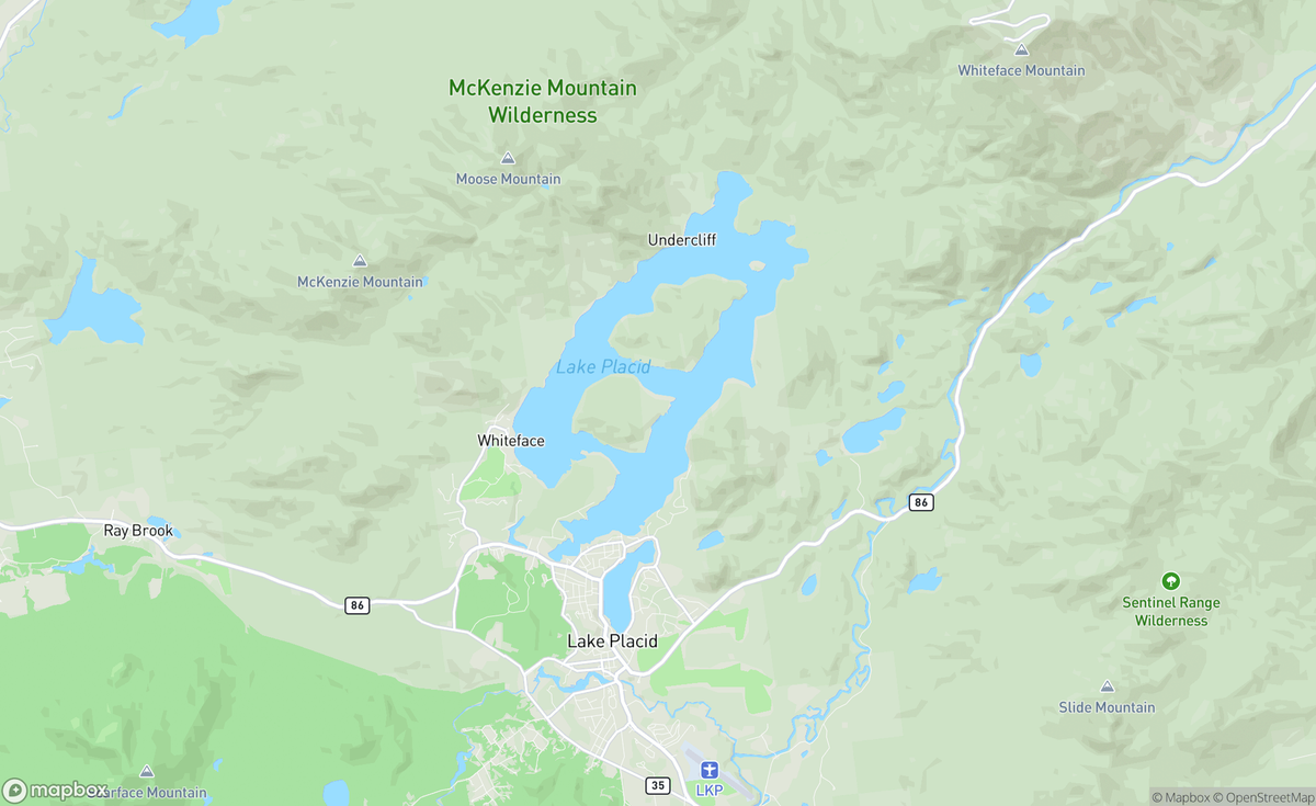 Map of Lake Placid, NY, USA