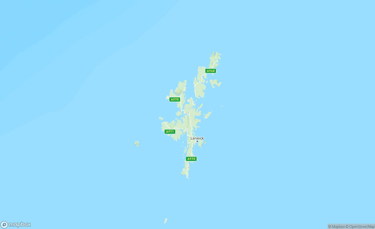 Map of Shetland Islands, Scotland, UK