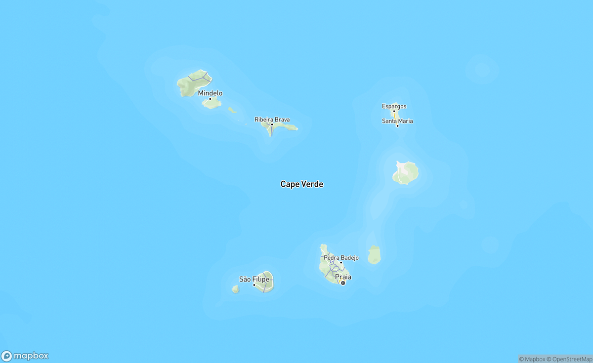 Map of Cape Verde, Cabo Verde, West Africa
