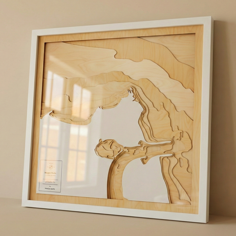 Snapper Rocks, Rainbow Bay 3D map framed timber finish room scene